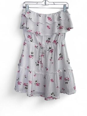 Happy Place Floral Strapless Ruffle Dress Size M